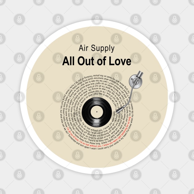 ALL OUT LOVE LYRICS ILLUSTRATIONS Magnet by Vansa Design